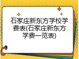 石家庄新东方学校学费表(石家庄新东方学费一览表)