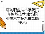 廊坊职业技术学院汽车智能技术(廊坊职业技术学院汽车智能技术)