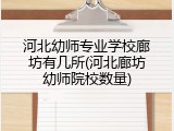 河北幼师专业学校廊坊有几所(河北廊坊幼师院校数量)