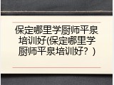 保定哪里学厨师平泉培训好(保定哪里学厨师平泉培训好？)