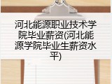 河北能源职业技术学院毕业薪资(河北能源学院毕业生薪资水平)