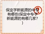 保定学新能源的中专有哪些(保定中专学新能源的有哪几家？)