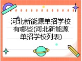 河北新能源单招学校有哪些(河北新能源单招学校列表)