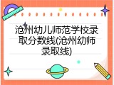 沧州幼儿师范学校录取分数线(沧州幼师录取线)