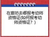 在廊坊去哪报考幼师资格证(如何报考幼师资格证?)