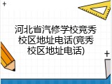 河北省汽修学校竞秀校区地址电话(竞秀校区地址电话)