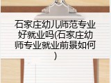 石家庄幼儿师范专业好就业吗(石家庄幼师专业就业前景如何)