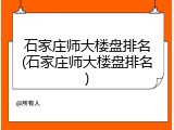石家庄师大楼盘排名(石家庄师大楼盘排名)