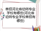 单招河北省幼师专业学校有哪些(河北省幼师专业学校单招有哪些)