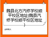 魏县北方汽修学校顺平校区地址(魏县汽修学校顺平校区地址)