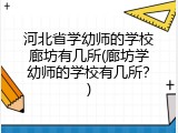 河北省学幼师的学校廊坊有几所(廊坊学幼师的学校有几所？)