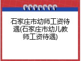 石家庄市幼师工资待遇(石家庄市幼儿教师工资待遇)