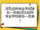 河北幼师专业学校排名一览表(河北幼师专业学校排名一览表)