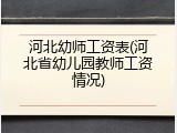 河北幼师工资表(河北省幼儿园教师工资情况)
