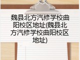 魏县北方汽修学校曲阳校区地址(魏县北方汽修学校曲阳校区地址)
