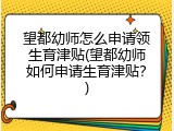 望都幼师怎么申请领生育津贴(望都幼师如何申请生育津贴？)
