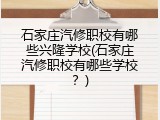 石家庄汽修职校有哪些兴隆学校(石家庄汽修职校有哪些学校？)