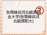 张雪峰谈河北能源职业大学(张雪峰谈河北能源职大)