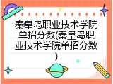 秦皇岛职业技术学院单招分数(秦皇岛职业技术学院单招分数)