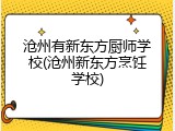 沧州有新东方厨师学校(沧州新东方烹饪学校)