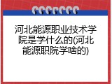 河北能源职业技术学院是学什么的(河北能源职院学啥的)