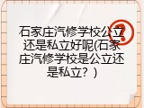 石家庄汽修学校公立还是私立好呢(石家庄汽修学校是公立还是私立？)
