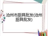 沧州市厨具批发(沧州厨具批发)