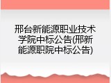 邢台新能源职业技术学院中标公告(邢新能源职院中标公告)