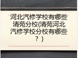 河北汽修学校有哪些清苑分校(清苑河北汽修学校分校有哪些？)