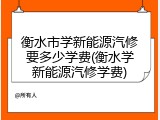 衡水市学新能源汽修要多少学费(衡水学新能源汽修学费)