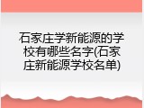 石家庄学新能源的学校有哪些名字(石家庄新能源学校名单)