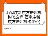 石家庄新东方培训机构怎么样(石家庄新东方培训机构评价)