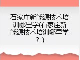 石家庄新能源技术培训哪里学(石家庄新能源技术培训哪里学？)