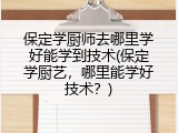 保定学厨师去哪里学好能学到技术(保定学厨艺,哪里能学好技术?)