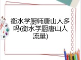 衡水学厨师唐山人多吗(衡水学厨唐山人流量)