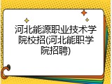 河北能源职业技术学院校招(河北能职学院招聘)