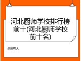 河北厨师学校排行榜前十(河北厨师学校前十名)
