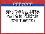 河北汽修专业中职学校排名榜(河北汽修专业中职排名)