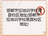 邯郸烹饪培训学校易县校区地址(邯郸烹饪培训学校易县校区地址)