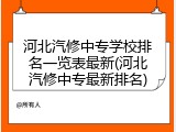 河北汽修中专学校排名一览表最新(河北汽修中专最新排名)