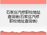 石家庄汽修职校地址查询表(石家庄汽修职校地址查询表)
