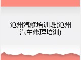 沧州汽修培训班(沧州汽车修理培训)