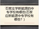 石家庄学新能源的中专学校有哪些(石家庄新能源中专学校有哪些？)