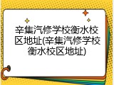 辛集汽修学校衡水校区地址(辛集汽修学校衡水校区地址)