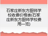 石家庄新东方厨师学校收费价格表(石家庄新东方厨师学校费用一览)