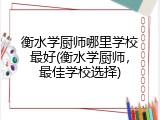 衡水学厨师哪里学校最好(衡水学厨师,最佳学校选择)