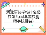 河北厨师学校排名蠡县第几(河北蠡县厨师学校排名)