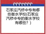 石家庄汽修中专有哪些衡水学校(石家庄汽修中专的衡水学校有哪些？)