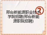 邢台新能源职业技术学院招聘(邢台新能源职院招聘)