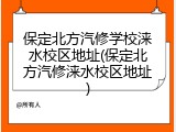 保定北方汽修学校涞水校区地址(保定北方汽修涞水校区地址)